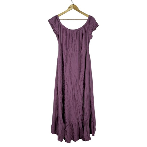 Indigo Rose High-Low Ruffle Solid Maxi Dress Purple Boho Cottagecore Size XL - Picture 4 of 6